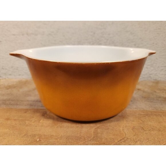 VTG Pyrex Casserole Baking Dish 474-B Brown and Gold 1.5 QT - Picture 3 of 5